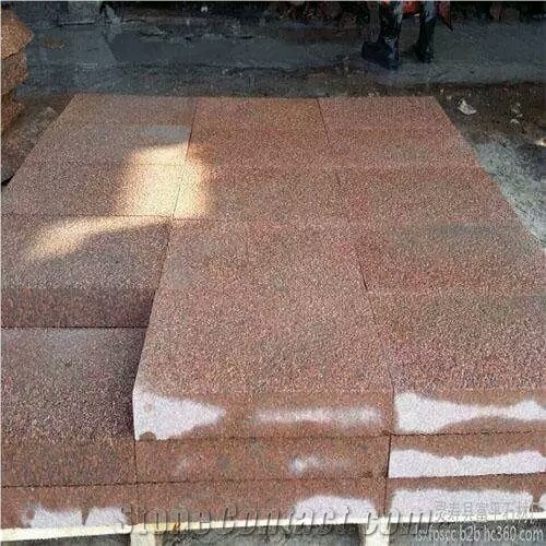 New G352 Red Granite Zanhuang Dark Red Granite Bushhammered Surface Fine Picked Cube Stones for Paving