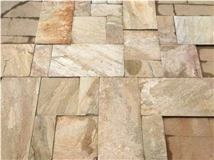 P014 Yellow Wood Slate Slabs and Tiles for Paving Pattern