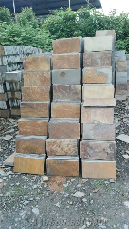 Rusty Colorful Brown Slate Tiles Pattern Slabs for Outdoor Garden Paving Low Prices