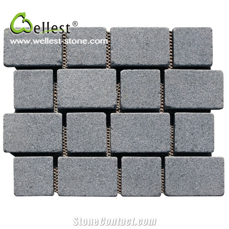 All Side Natural Sesame Black Granite Cube Paving Stone for Walkway