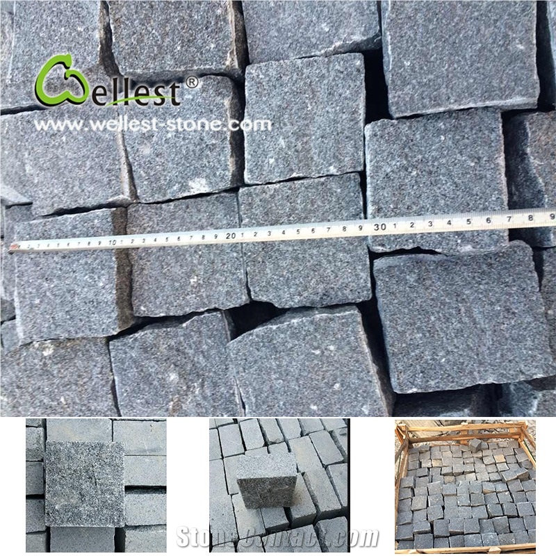Factory Cut-To-Size Grey Color G603 Granite 5cm Cobble Stone Pavers for Driveway