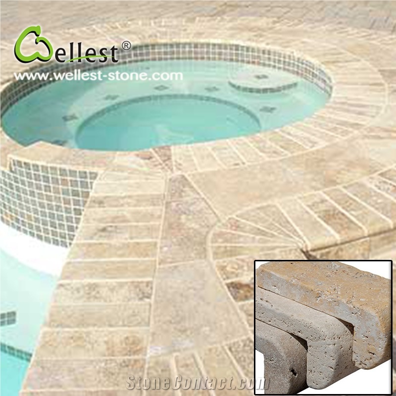 Factory Manufacture Beige Travertine Swimming Pool Coping Tile