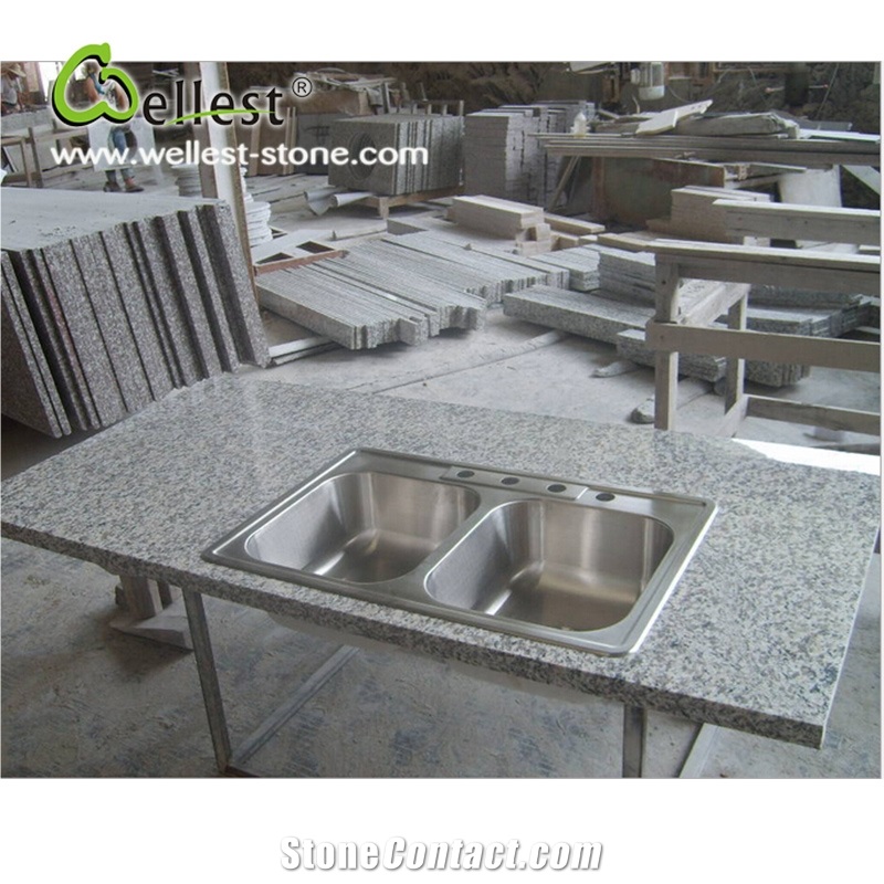 G603 Lunar Pearl Grey Granite Polished Flat Edge Kitchen Countertop