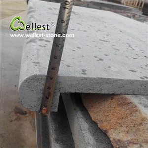Good Price Natural Stone Bullnose Edge Grey Basalt Honed and Sawn Cut Finished Swimming Pool Coping and Step