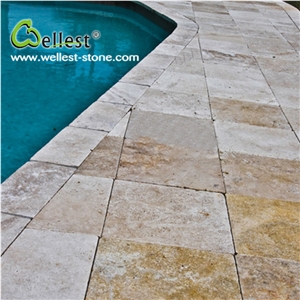 High Quality Honed Surface Beige Travertine Swimming Pool Coping Tile