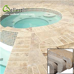 Natural Beige Travertine Honed Finished Swimming Pool Coping