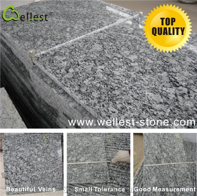 Natural G418 Wave White Granite Stairs with Anti-Slip Grooved