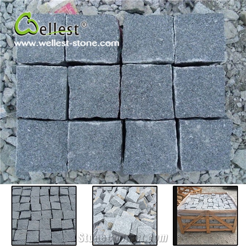 Natural Sesame Black Granite Cube Paving Stone for Driveway