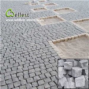 Natural Surface Other Side Sawn-Cut G654 Sesame Black Granite Cube Paving Stone