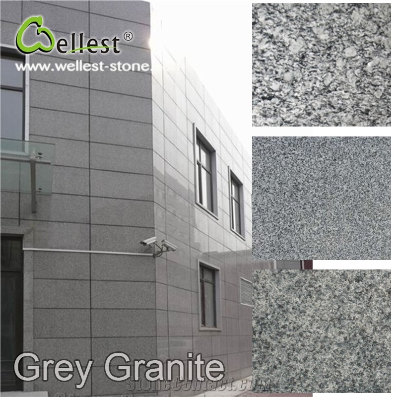 Polished Finished Grey Granite Wall Tile for Construction Project, Sea Wave Flower Granite Wall Covering