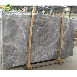 Polished Natural Grey Color M715 Silver Marten Marble Big Slab with Sawn-Cut Edge