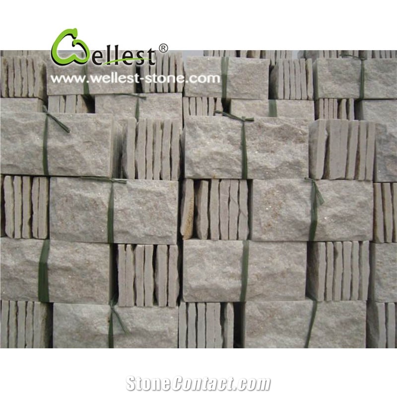 White Quartzite Mushroom Stone Tile, Natural 40x20cm White Quartzite Tile