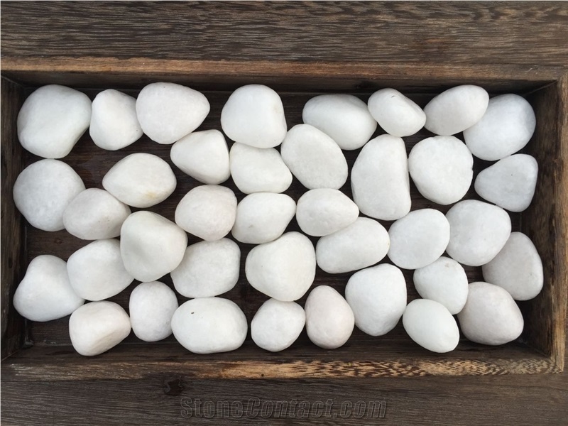 Fargo Machine Made White Pebble Stone, China Snow White Pebbles, Pure White Decorative Pebbles