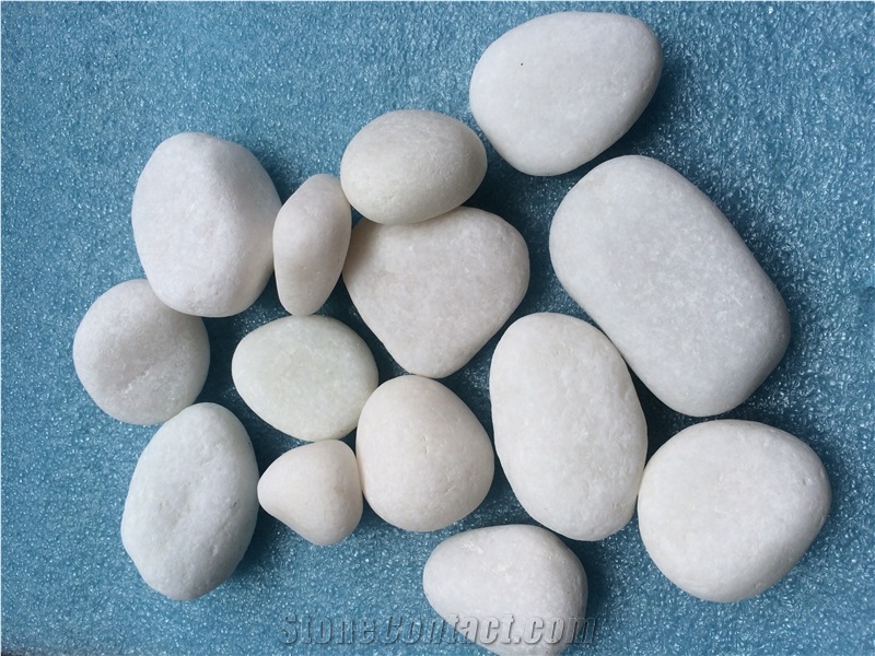 Fargo White Marble Pebble Stone, Machine Made White Marble Pebble Stones, White Gravels, White Aggregates