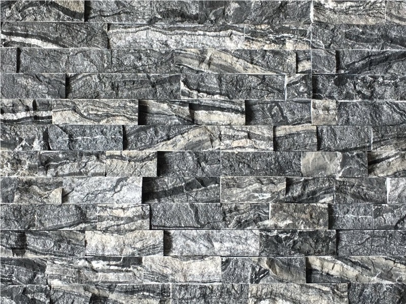 Black Marble Cultured Stone,Antique Wooden Marble Split Face Wall Cladding Panels