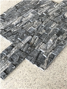 Black Marble Cultured Stone,Antique Wooden Marble Split Face Wall Cladding Panels