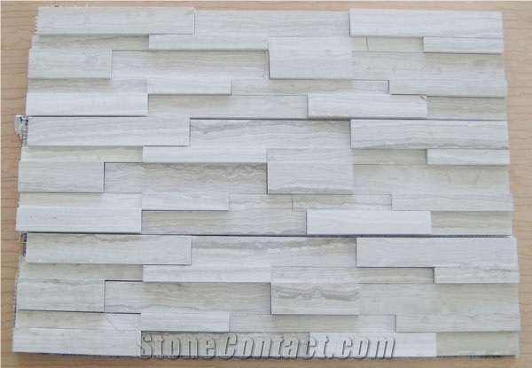 Grey & White Wood Marble Cultured Stone Wall Cladding