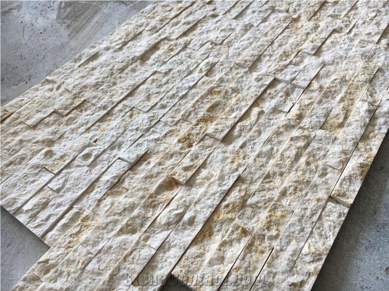Natural Split Face Beige Marble Cultured Stone for Wall Cladding,Yellow Culture Stone/Ledge Panel