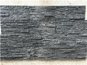 Split Face Natural Stone Ledge, Black Nero Marquina Marble Cultured Stone Wall Cladding