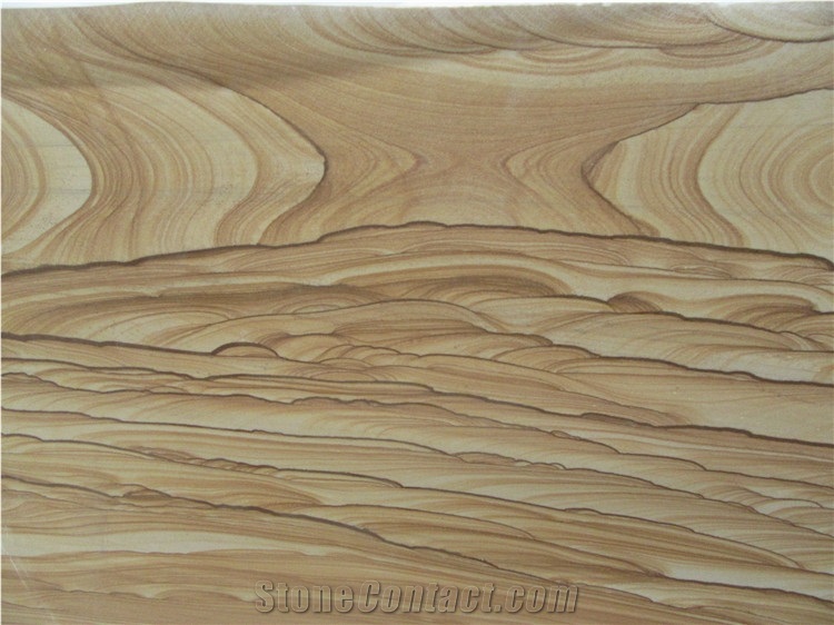 Wood Sandstone Slabs & Tiles, Yellow Sandstone Floor Covering Tiles, Walling Tiles