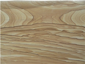Wood Sandstone Slabs & Tiles, Yellow Sandstone Floor Covering Tiles, Walling Tiles