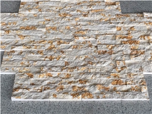 Yellow Marble Split Face Wall Cladding Panel, Cultured Stone, Ledge Stone