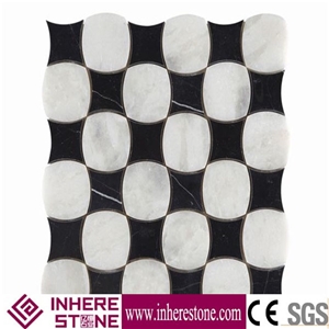 Black and White Marble Mosaic Floor Tile