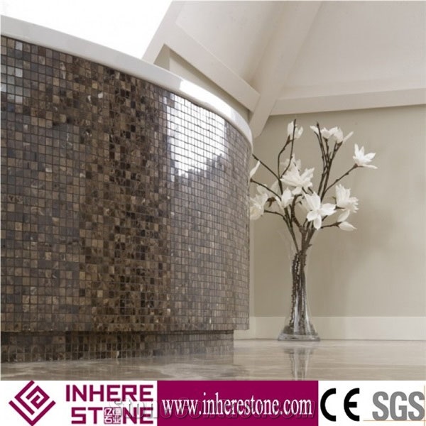 Dark Emperador Marble Mosaic Tile Interior Wall Mosaic Designs for Bathroom