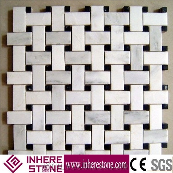 Decorative Natural Stone Cararra White Marble Mosaic Tile for Barthroom