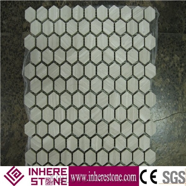 Natural Stone Marble Mosaic Tile, Grey Wood Marble Mosaic,Grey Mosaic