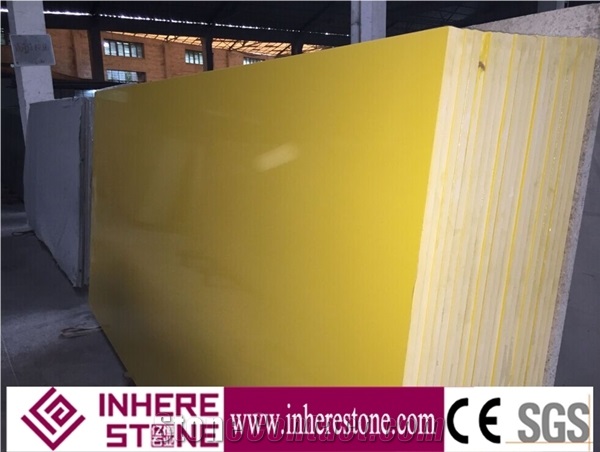 Pure Yellow Quartz Stone Slab/Quartz Stone Slab/Engineered Stone Slab/Artificial Stone/Solid Surface Top/Silestone
