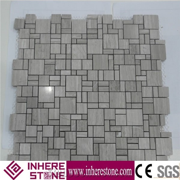 Square Shape and Mixed Color Family Wave Pattern Marble Mosaic