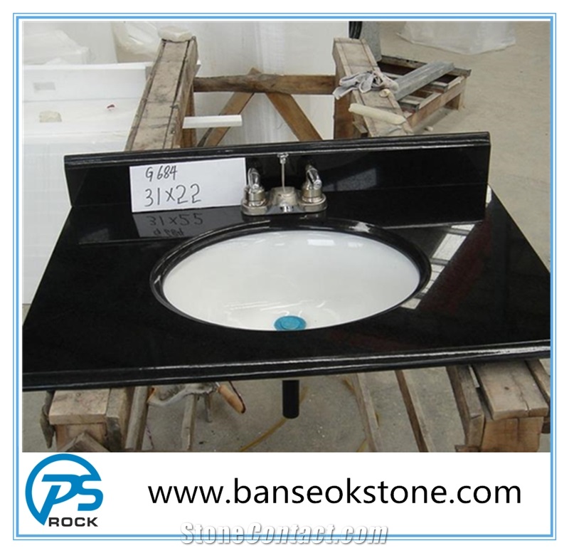Chinese Black G684 Granite Bath Countertop on Sale