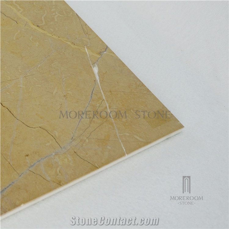 12 X24 Composite Polished Amarillo Oro Brown Marble Tiles Laminated Marble