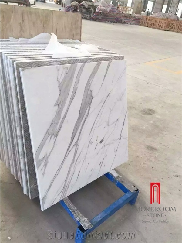 Calacatta White Super Thin Laminated Marble Composite Porcelain Tiles