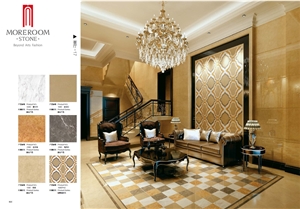 Discontinued High Gloss Golden Porcelain Marble Floor Tile 60x60