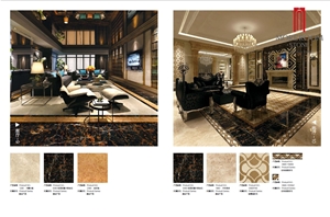 Discontinued High Gloss Golden Porcelain Marble Floor Tile 60x60
