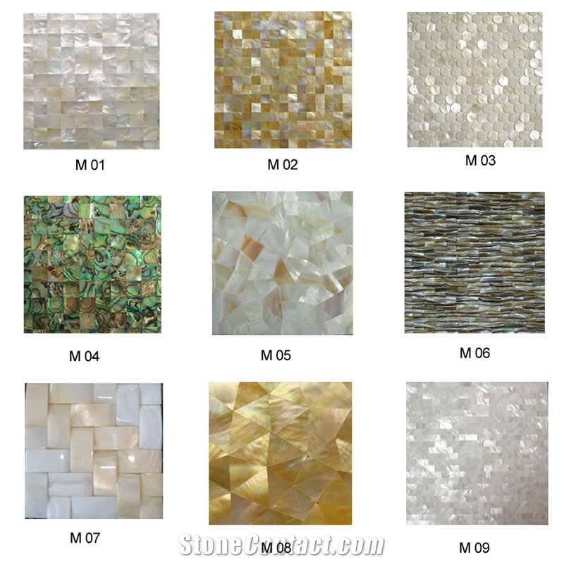 Master Bathroom Aluminum Honeycomb Laminated Wall Decorative Shell Mosaic Tile Mother Of Pearl