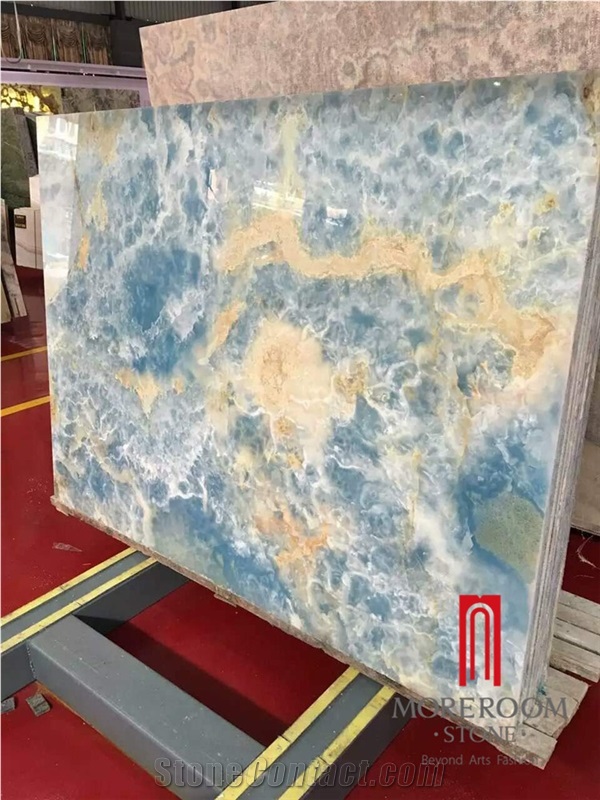 Polished Backlit Blue Onyx Stone Panel Slab Price