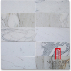 Polished Calacatta Ceramic Tile White Marble Look Flooring Design Made in China