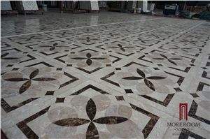 Water Jet Flower Designs Marble Composite Tile for Floor