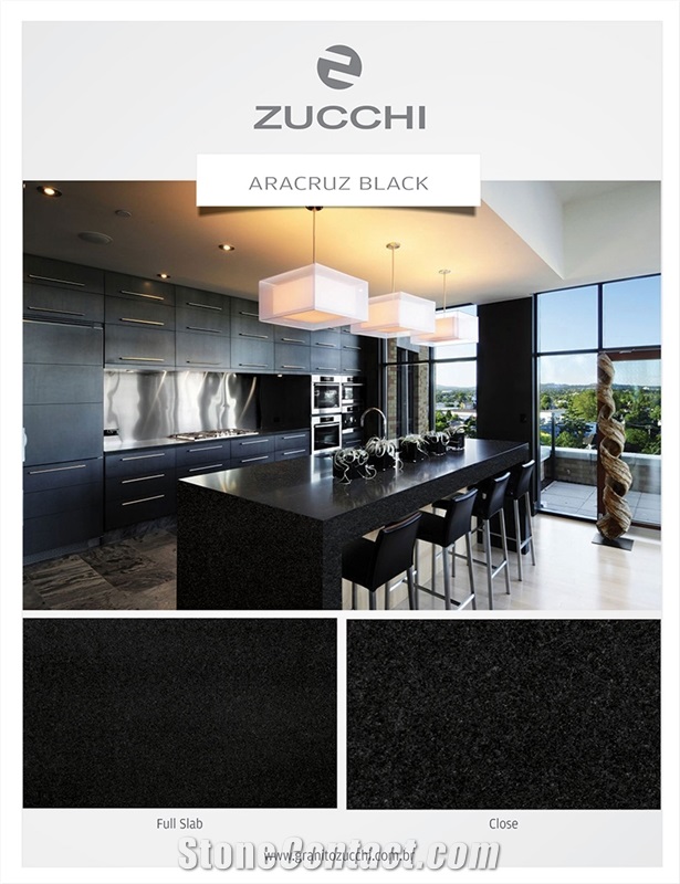 Black Aracruz Granite Kitchen Countertops, Counter Tops