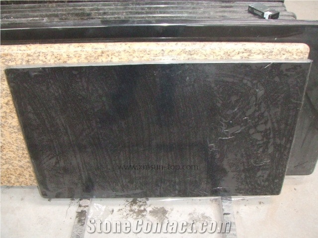 Absolute Black Granite Bathroom Countertop&India Black Custom Vanitytop/Dark Black Bathroom Vanity Tops/Natural Stone Bath Tops/Bathroom Solid Surface/ Square Vanity Tops/Interior Decoration