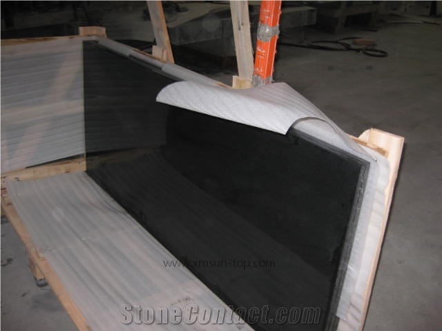 Absolute Black Granite Table Top &India Black Reception Counter/Dark Black Work Tops/Natural Stone Reception Desk/Solid Surface Table Tops/Square Table Tops/Interior Decoration