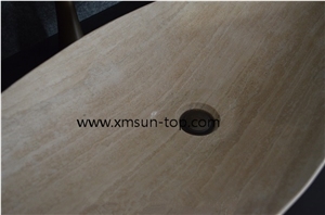 Beige Cream Travertine Basin, Polished Wash Basin,Beige Bowl Bathroom Sink,Beige Travertine Sinks,Basin for Hotel & Kitchen & Bathroom