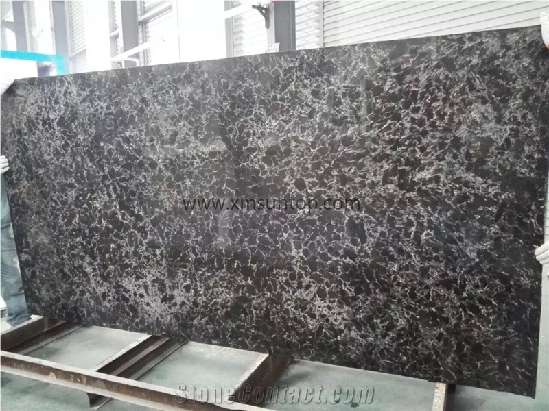 Black Foam Quartz Stone Big Slabs & Tiles& Gangsaw Slab & Strips(Small Slabs) & Customized/Multicolor Quartz Stone Floor Covering/ Wall Tile