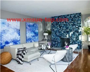 Blue Semi-Precious Stone Interior Walling/Agate Walling/Multicolor Semi Precious Stone/Home Decoration/Building Stones