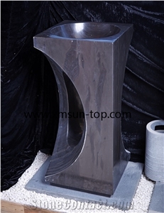 China Black Granite Washbasin, Polished Sink, Bathroom Sink, Pedestal Basin, Granite Basins&Sinks