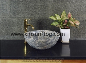 China Juparana Grey Granite Basins, Multicolour Grain Granite Kitchen Sinks & Bathroom Basins, Bowls Wash Basins, Vessel Sinks,Juparana China Grey Granite