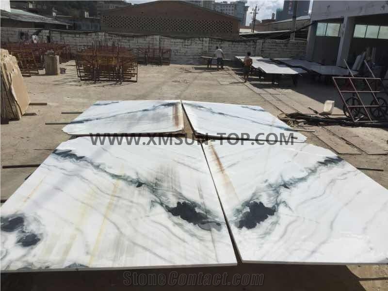 Chinese Panda White Marble Polished Slab/ White Marble with Black Waves/ White&Black Veins Marble Big Slab/ Wall Tiles/ Floor Tiles & Cut to Size